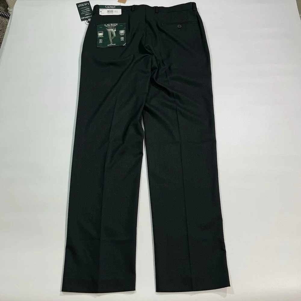 Lauren Ralph Lauren Dress Pants Mens 33x32 Hunter Green Classic Fit Ultraflex